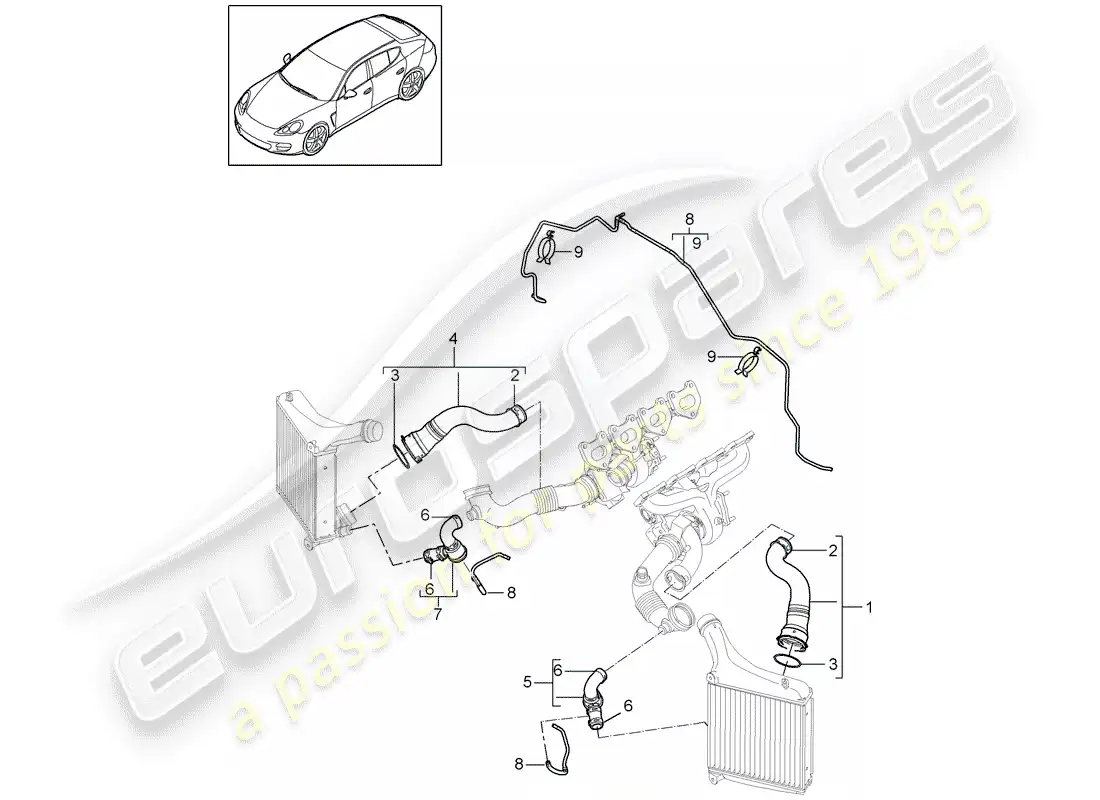 porsche 2013 (panamera 970) tubo de presión diagrama de piezas