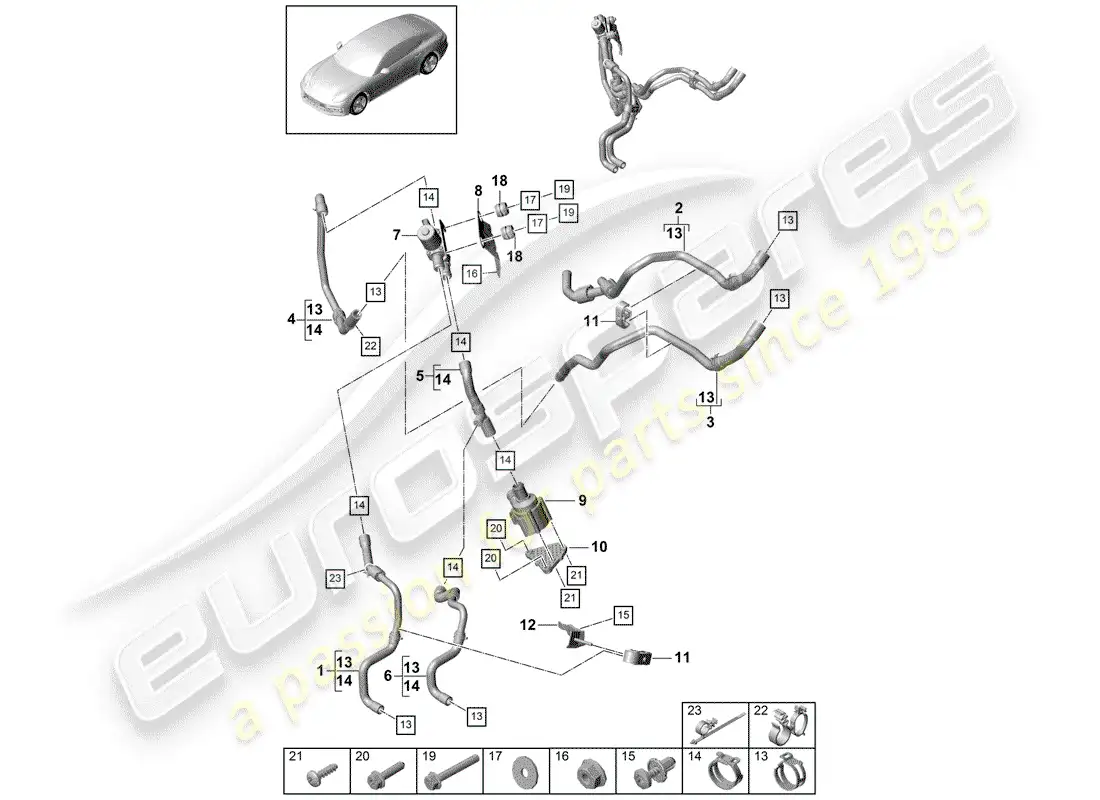 porsche 2020 (panamera 971-1) calentador diagrama de piezas