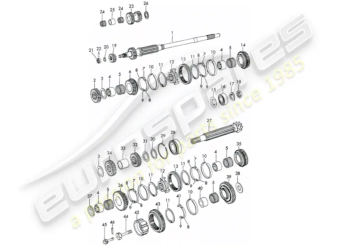 porsche 1969 (911/912) engranajes y ejes - 5-speed - transmisión diagrama de piezas