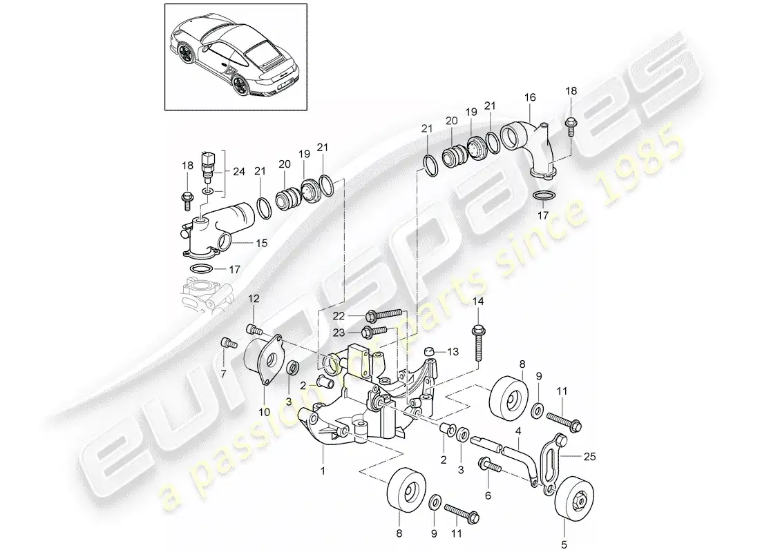 porsche 2011 (997-2 turbo / gt2 rs) tensor de la correa diagrama de piezas