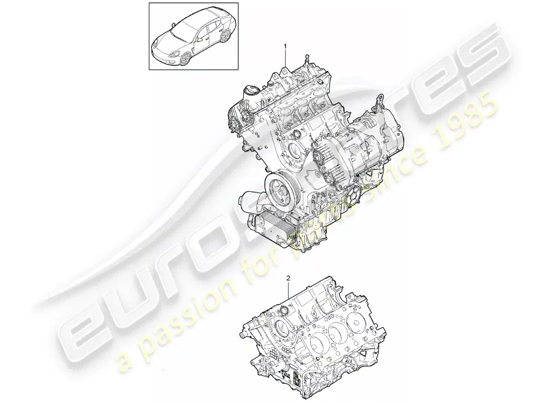 porsche 2012 (panamera 970) bloque largo diagrama de piezas