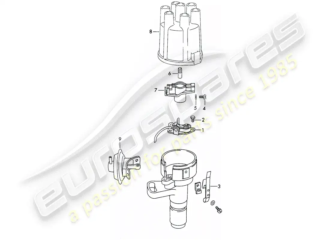 porsche 1973 (911) distribuidor - - marelli - - d - mj 1972>> diagrama de piezas