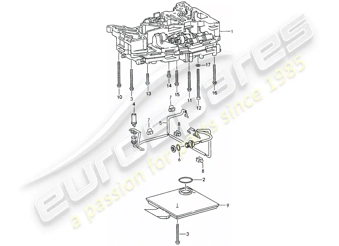 porsche 1996 (993) tiptronic - colador de aceite - transmisor inductivo - sujetadores - para - unidad de interrupción diagrama de piezas