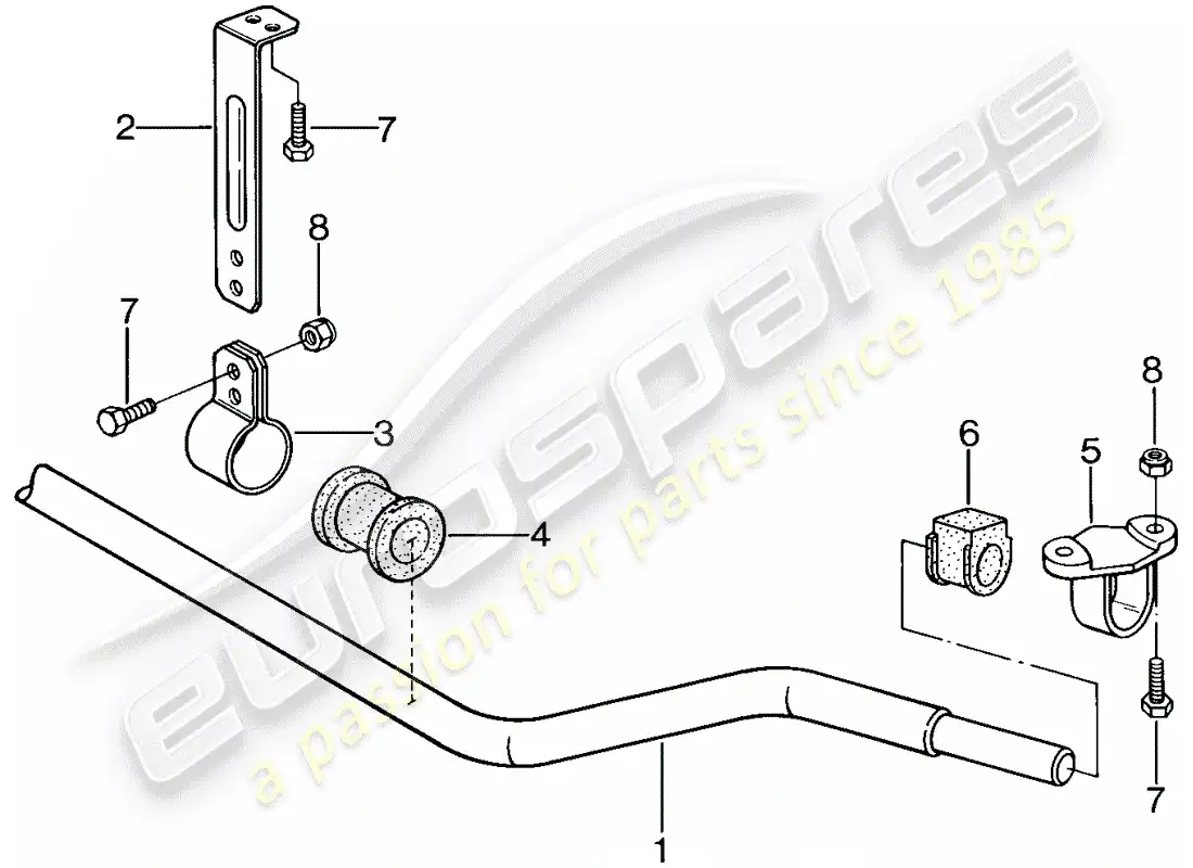 porsche 1987 (924s) estabilizador diagrama de piezas