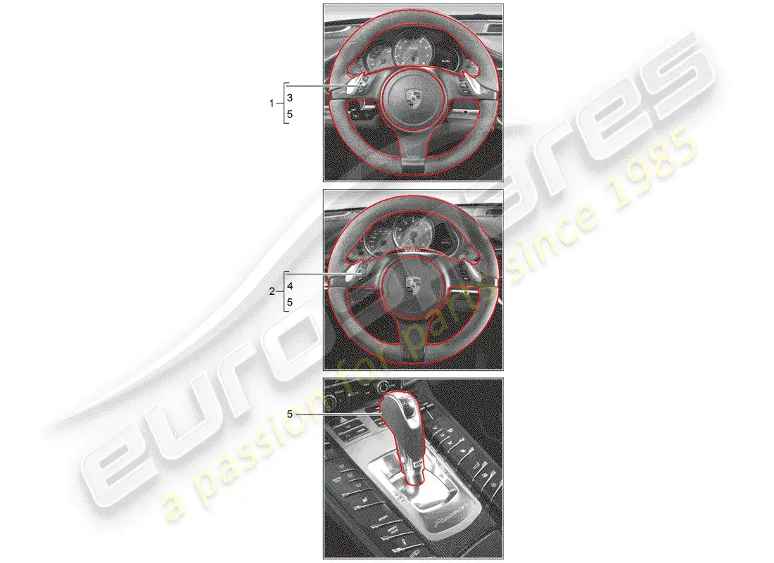 porsche 2012 (tequipment panamera) volante diagrama de piezas