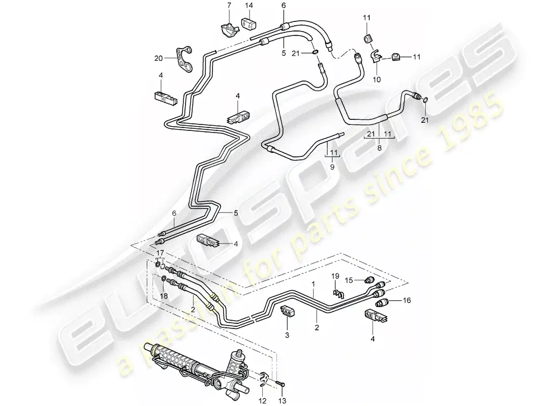 porsche 2004 (996) dirección asistida - línea hidráulica - f 99-4s630 357>> - f 99-4s603 929>> - f 99-4s642 {11 }>> diagrama de piezas