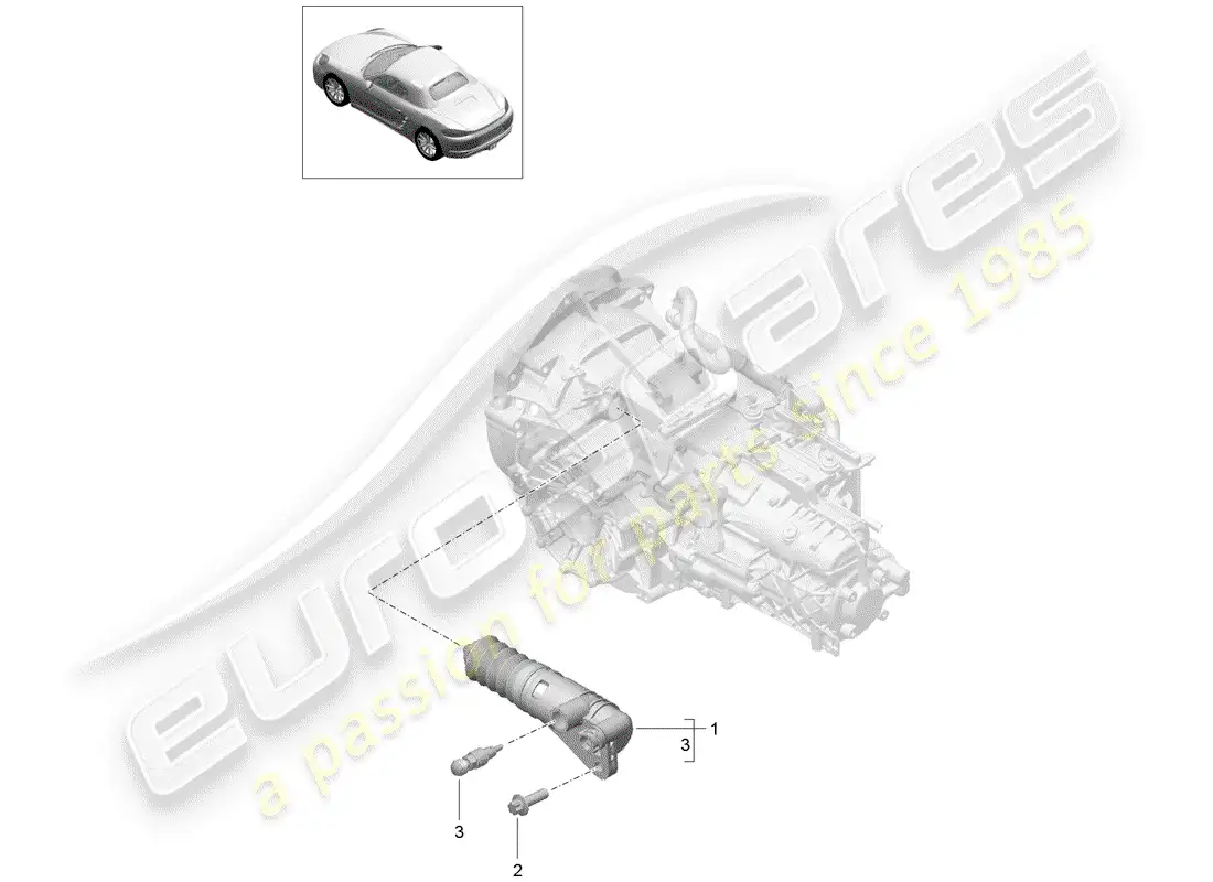 porsche 2017 (718 boxster) cilindro esclavo del embrague diagrama de piezas