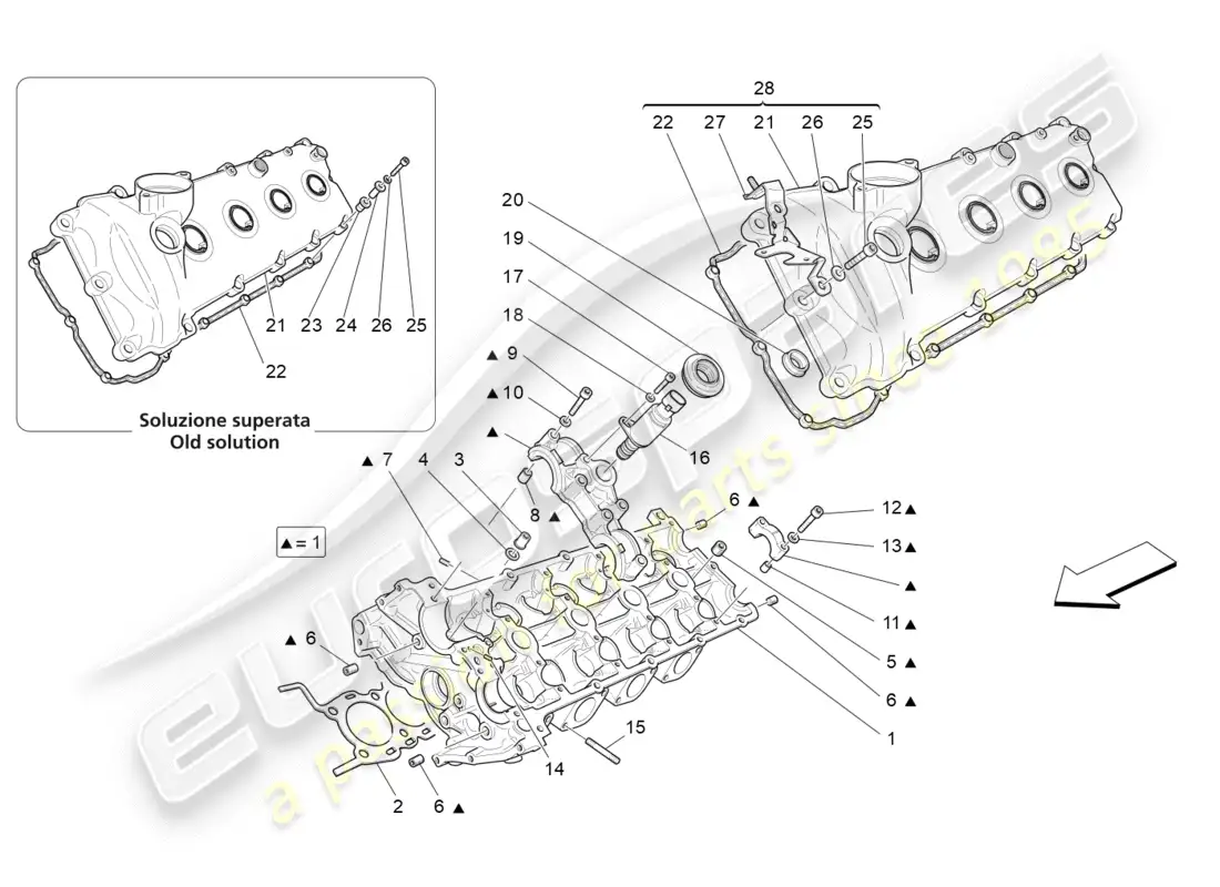 maserati granturismo (2012) culata izquierda diagrama de piezas
