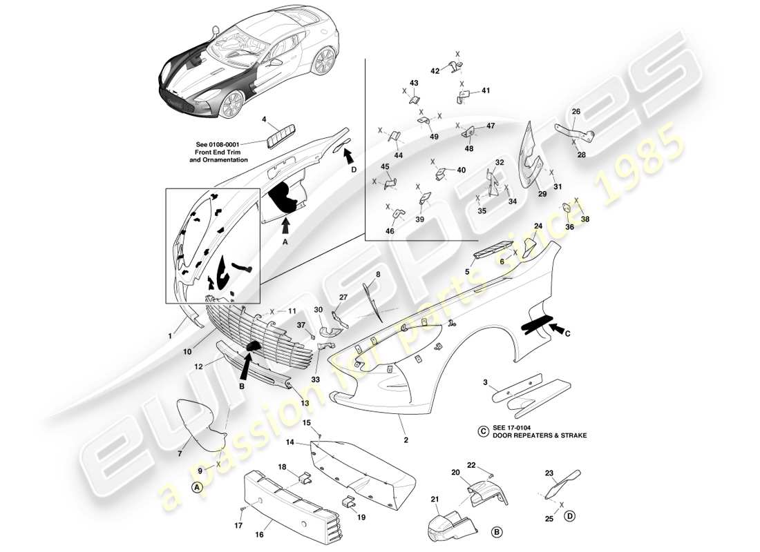 diagrama de pieza que contiene el número de pieza dbya02001-s
