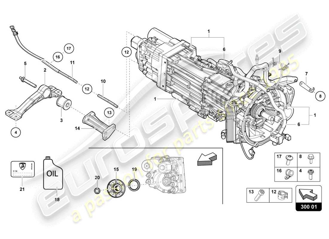 lamborghini ultimae (2022) 7-speed diagrama de piezas de la caja de cambios automática