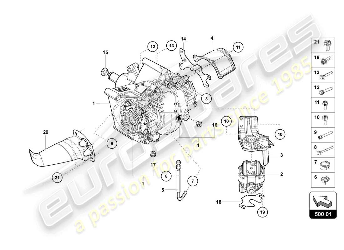 lamborghini ultimae (2022) diagrama de pieza del diferencial trasero