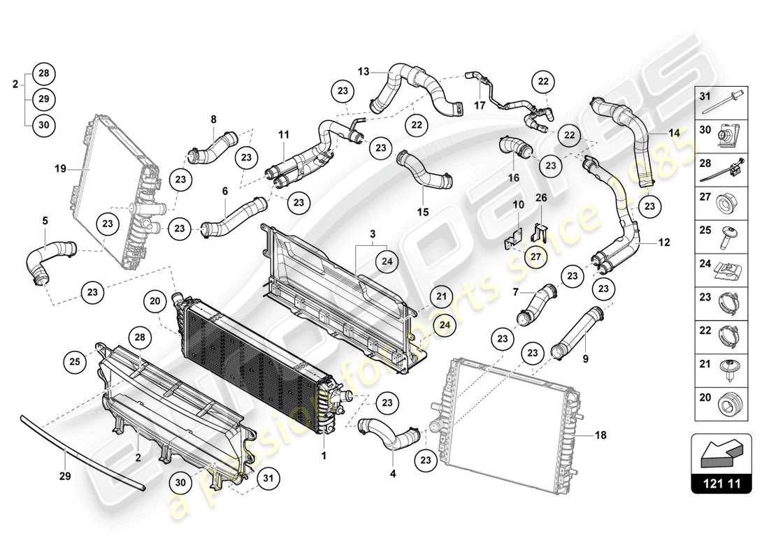 lamborghini sto (2021) enfriador para refrigerante diagrama de piezas