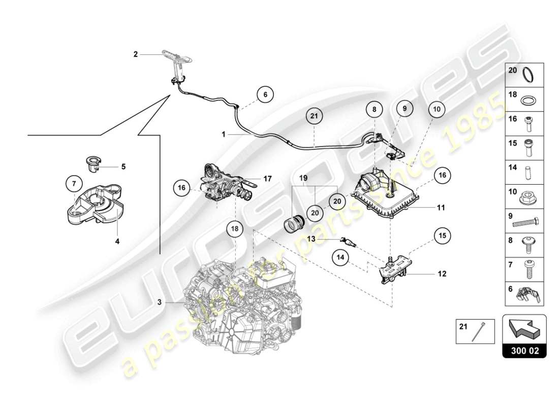 lamborghini 2024 (tecnica) palanca de liberación diagrama de piezas
