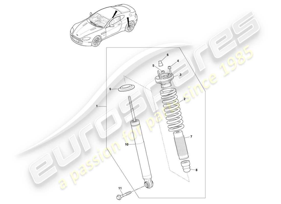 un diagrama de piezas del catálogo de piezas aston martin v8 vantage (2007)