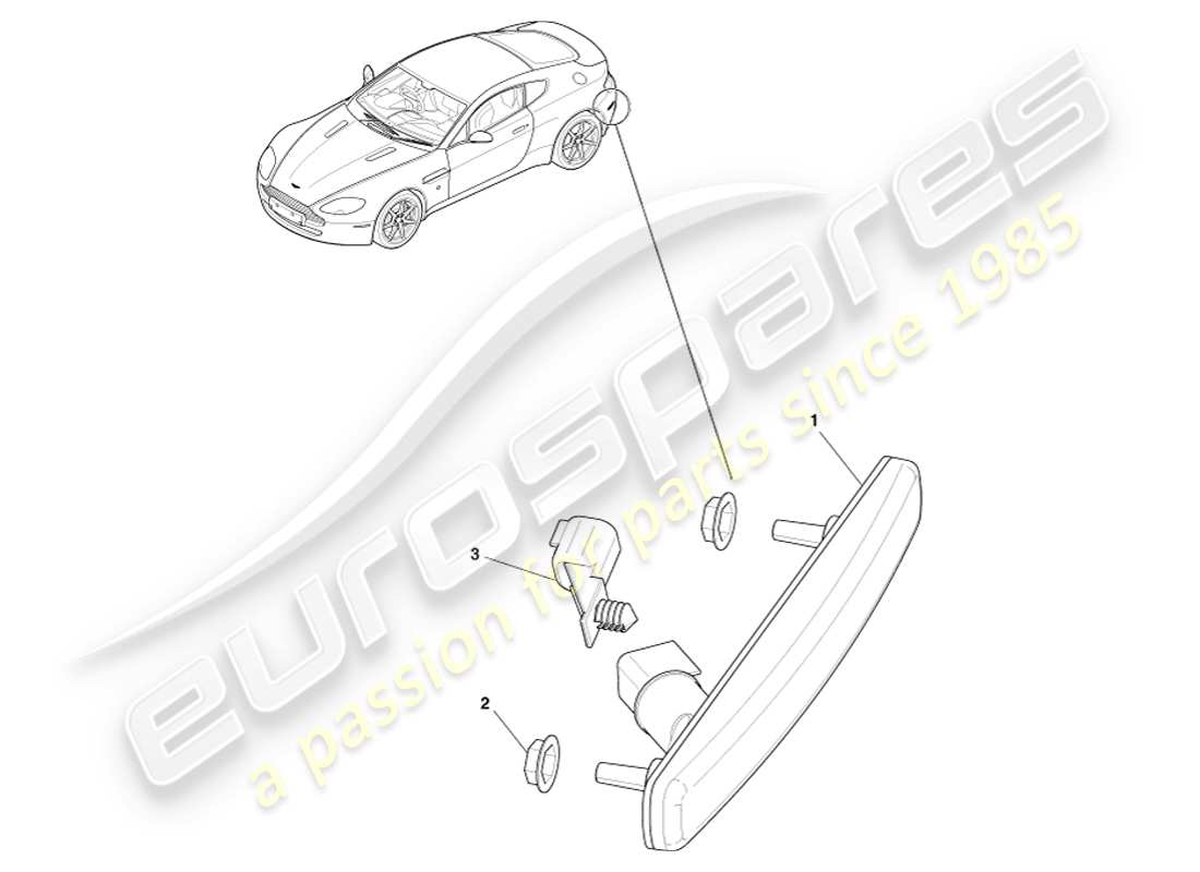 aston martin v8 vantage (2005) diagrama de piezas de los marcadores laterales traseros