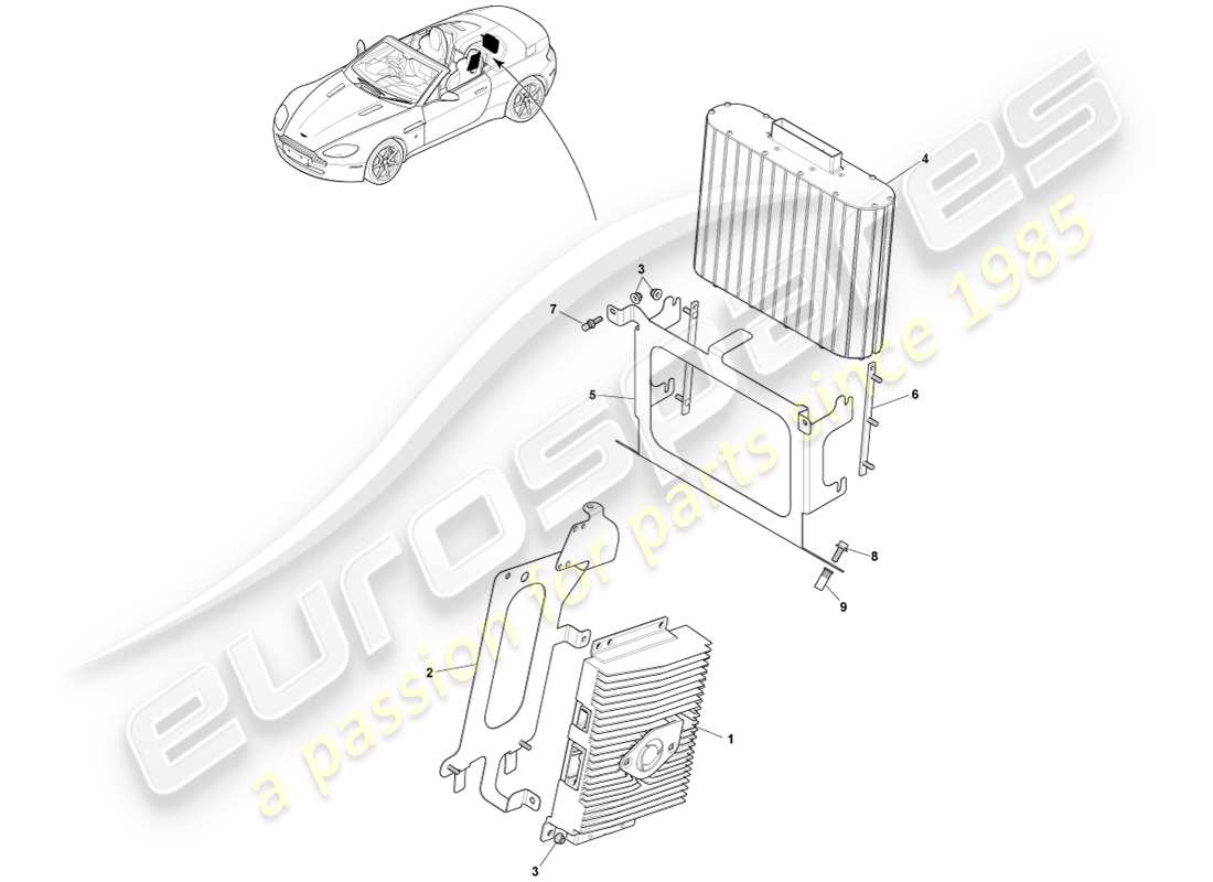 aston martin v8 vantage (2005) amplificadores b&o, diagrama de piezas del roadster