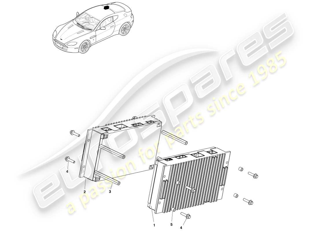 aston martin v8 vantage (2005) amplificadores premium, diagrama de piezas cupé