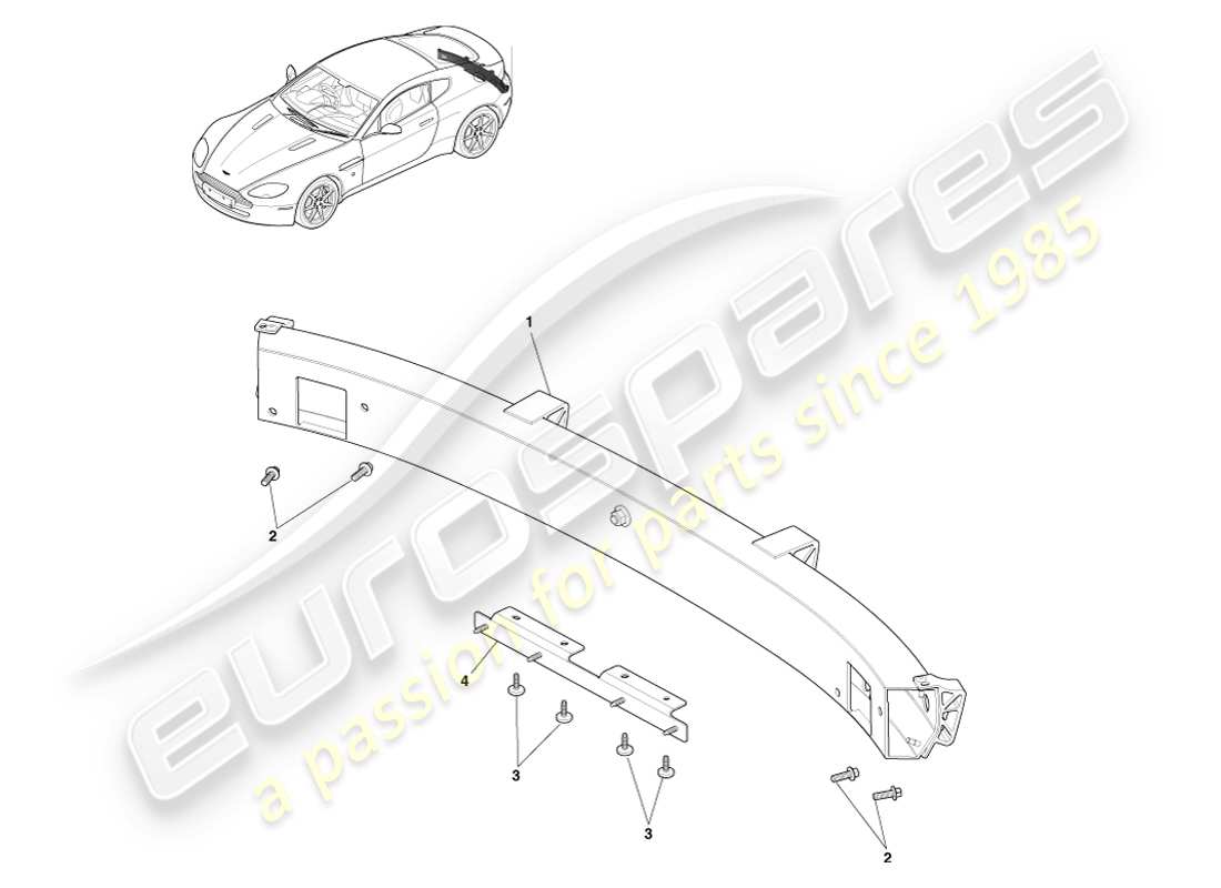 aston martin v8 vantage (2007) diagrama de piezas de la armadura del parachoques trasero
