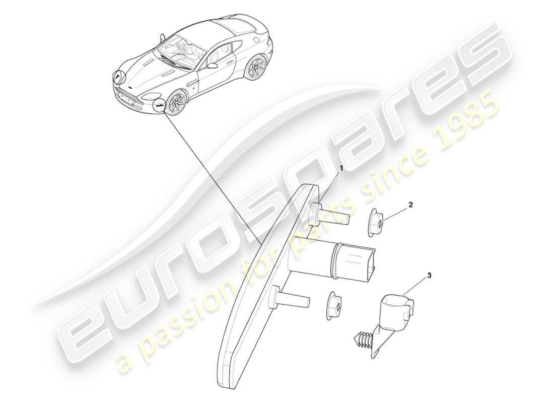 aston martin v8 vantage (2005) diagrama de piezas de los marcadores laterales delanteros