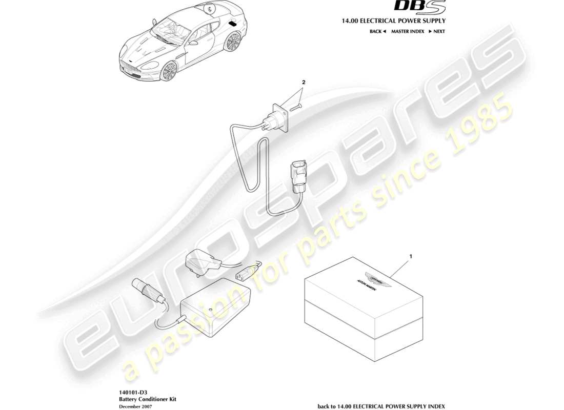 aston martin dbs (2013) diagrama de piezas del kit acondicionador de batería
