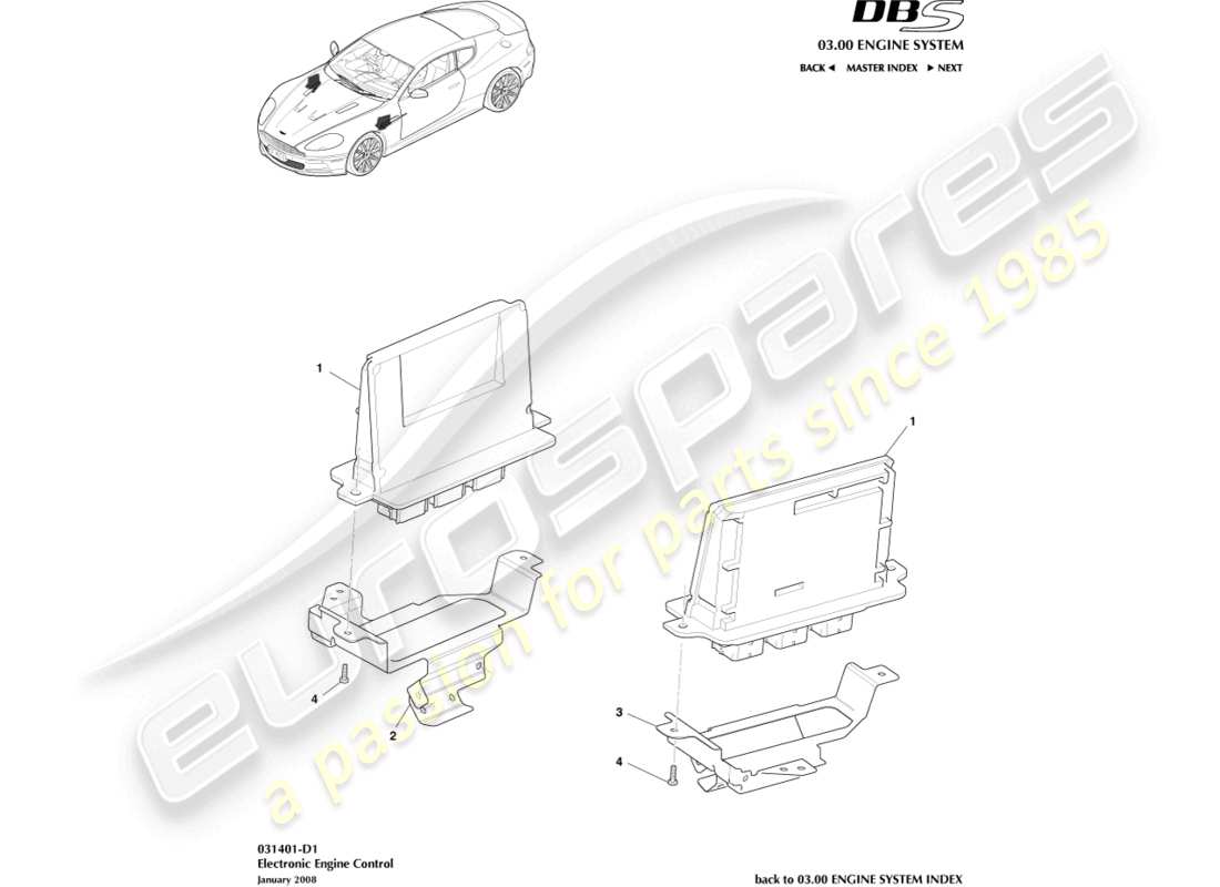 aston martin dbs (2013) diagrama de piezas de control electrónico del motor