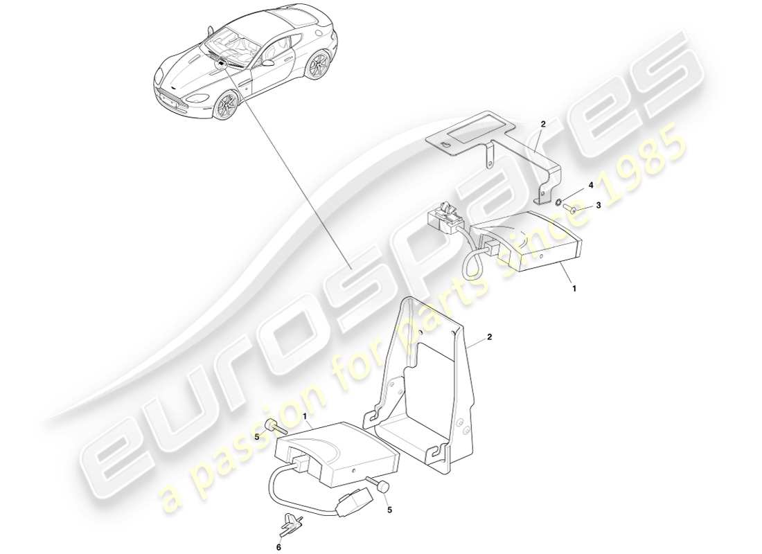 aston martin v8 vantage (2005) diagrama de piezas del módulo de presión de neumáticos