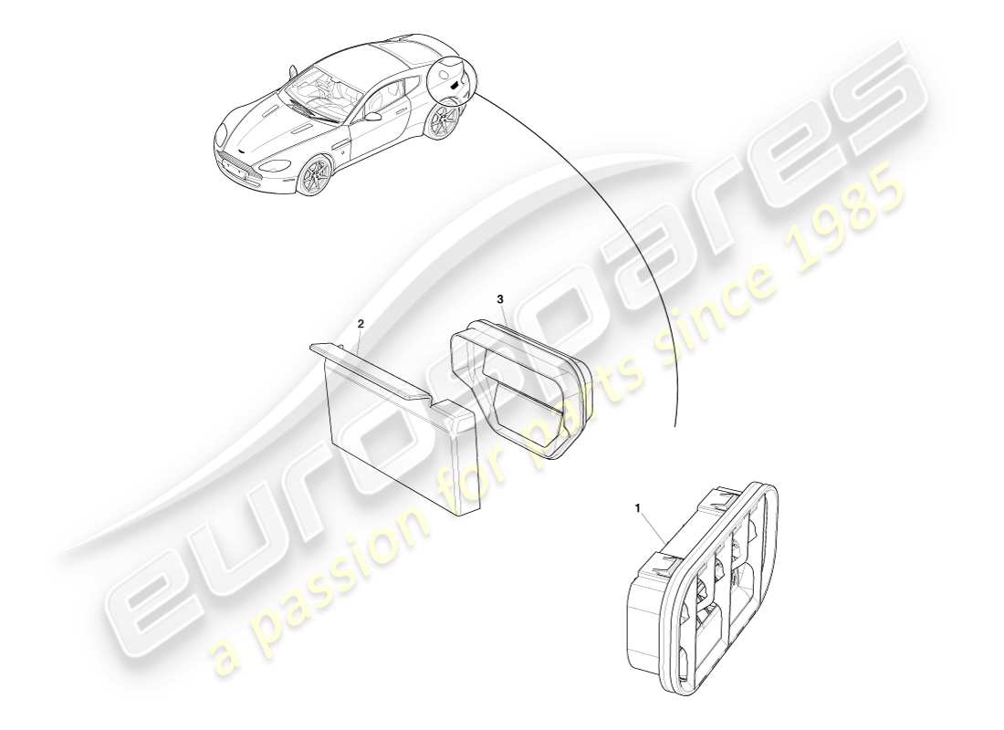 aston martin v8 vantage (2005) diagrama de piezas de los componentes de extracción de aire