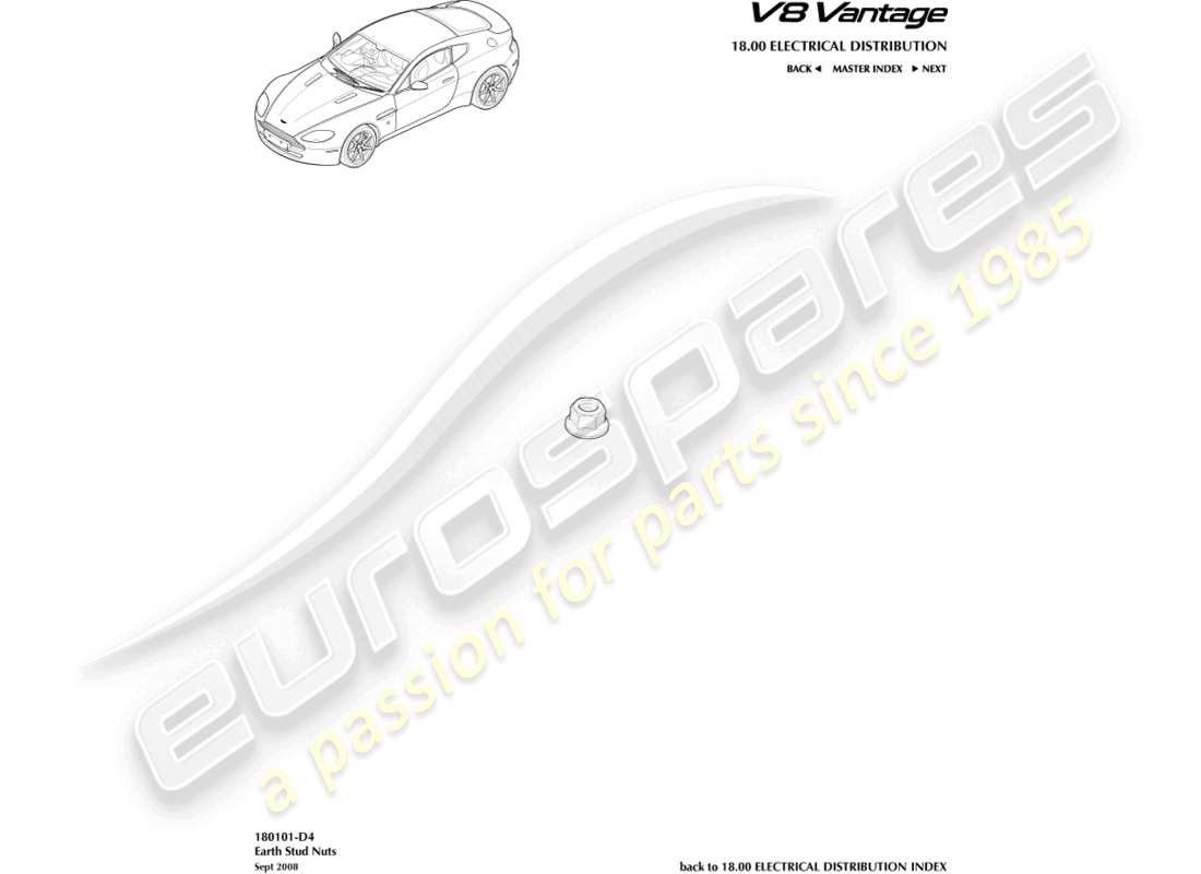 aston martin v8 vantage (2018) diagrama de piezas de tuercas y pernos de tierra