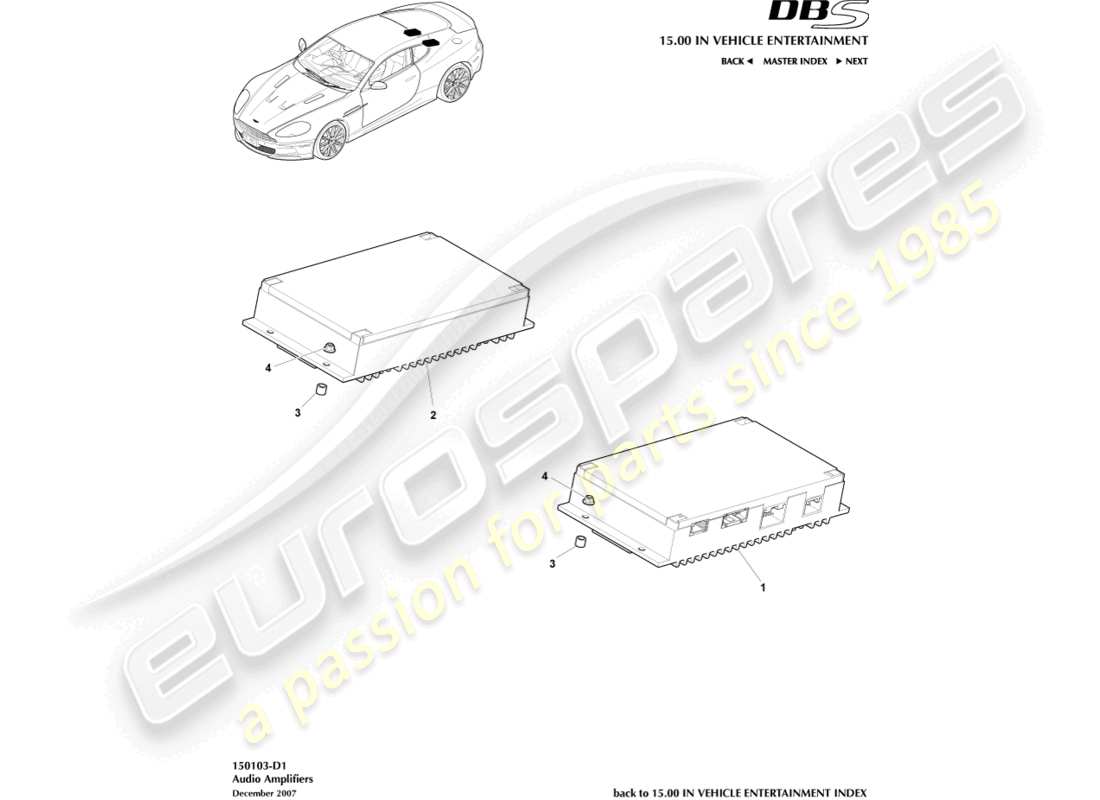 aston martin dbs (2014) diagrama de piezas de amplificadores