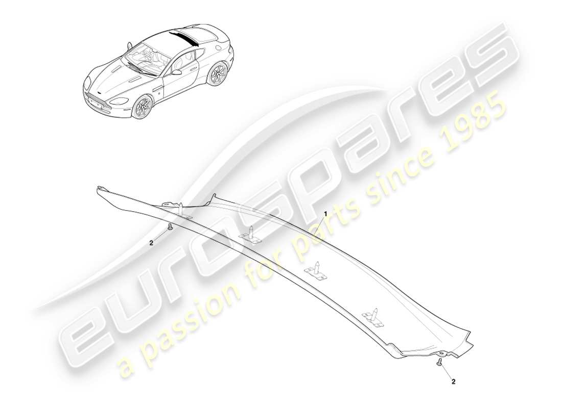 aston martin v8 vantage (2005) embellecedor del cabezal, trasero, diagrama de piezas del cupé