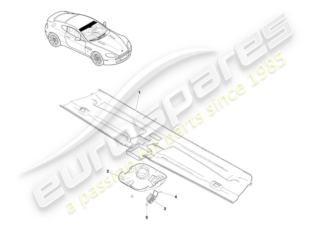 aston martin v8 vantage (2005) ajuste del cabezal, diagrama de piezas del cupé