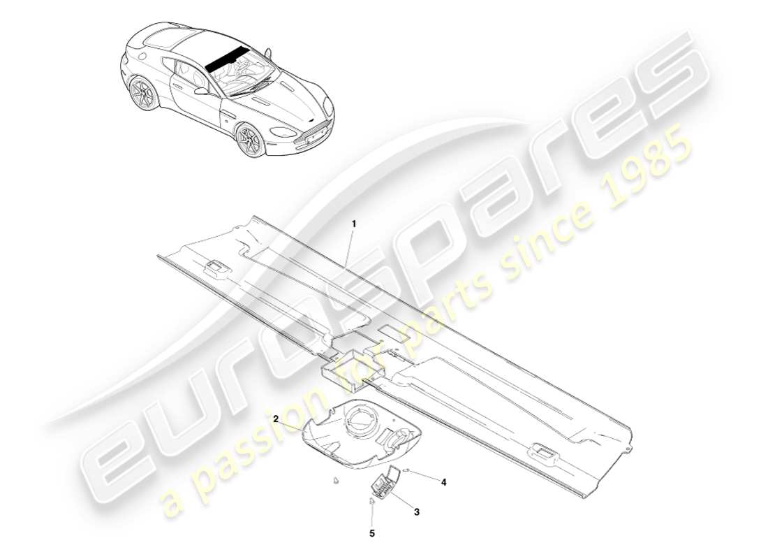 aston martin v8 vantage (2007) ajuste del cabezal, diagrama de piezas del cupé