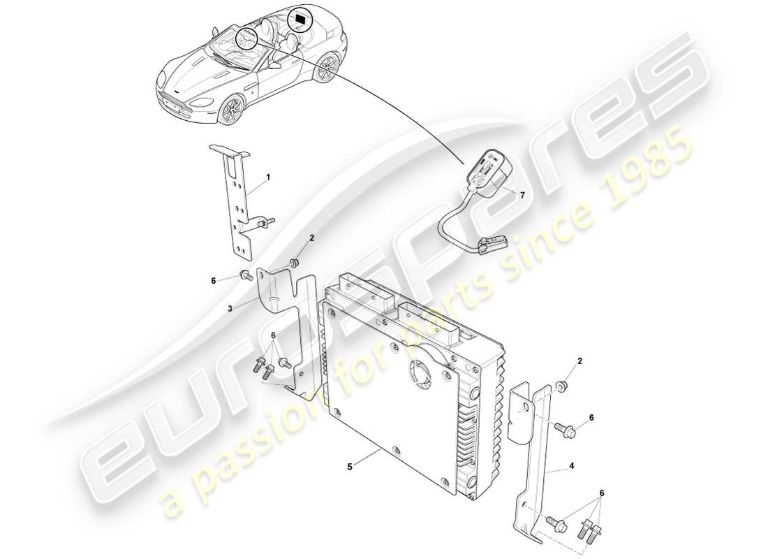 aston martin v8 vantage (2005) p3 diagrama de piezas del amplificador y roadster