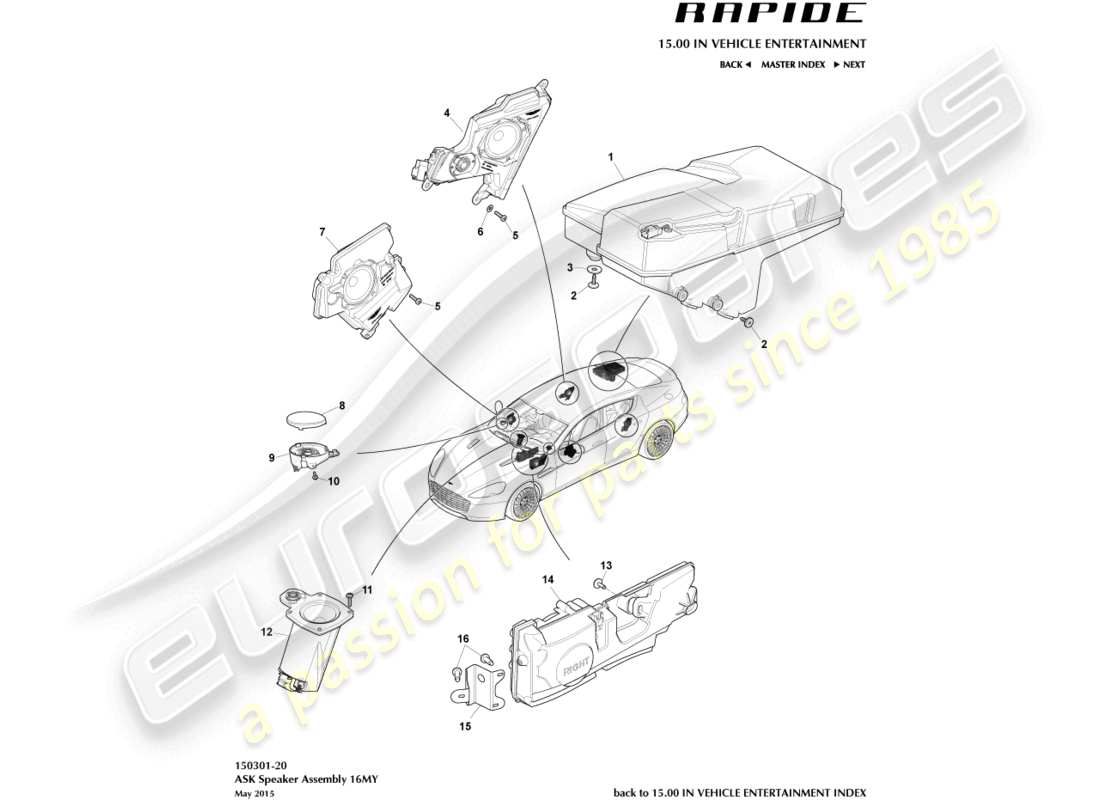 aston martin rapide (2010) altavoces, pregunte diagrama de piezas