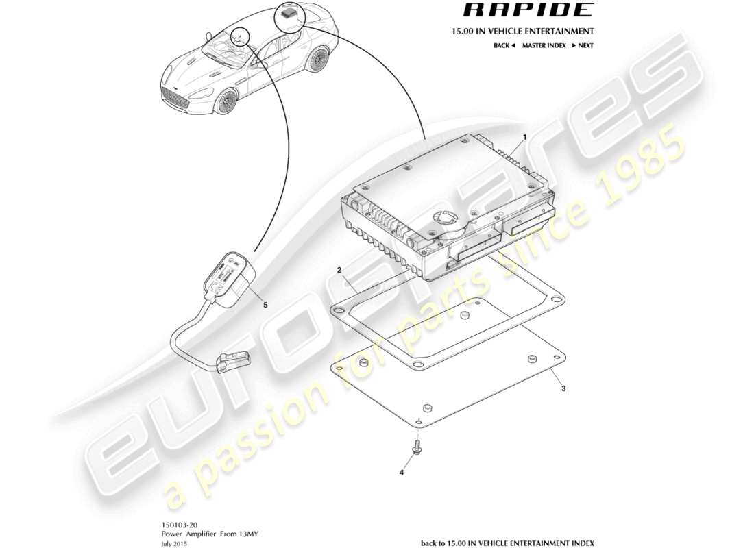 aston martin rapide (2010) amplificador único, 13my en el diagrama de piezas