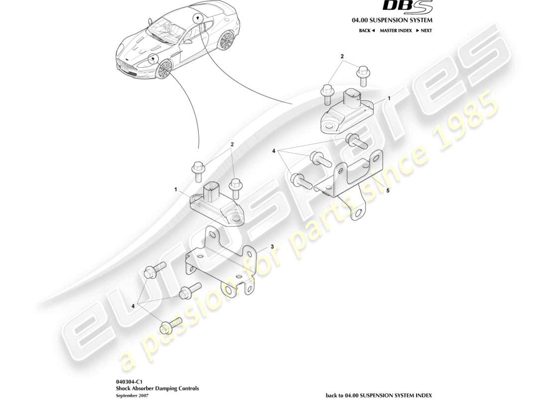 aston martin dbs (2013) controles de amortiguación del amortiguador diagrama de piezas