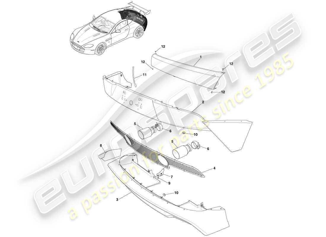 aston martin v8 vantage (2005) parachoques trasero, diagrama de pieza gt8