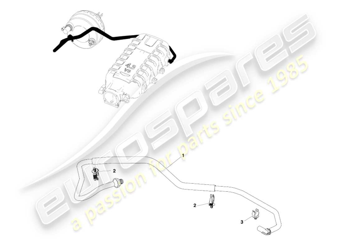 aston martin v8 vantage (2007) diagrama de piezas del tubo de vacío, lado derecho