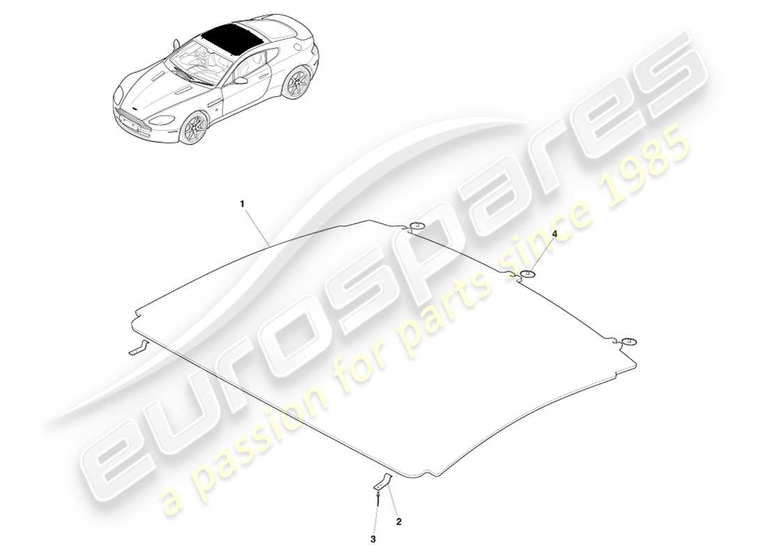 aston martin v8 vantage (2005) diagrama de piezas del conjunto del techo interior
