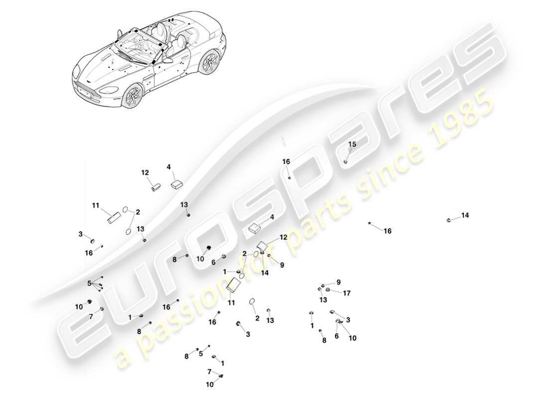 aston martin v8 vantage (2005) sellado blando, diagrama de piezas del roadster
