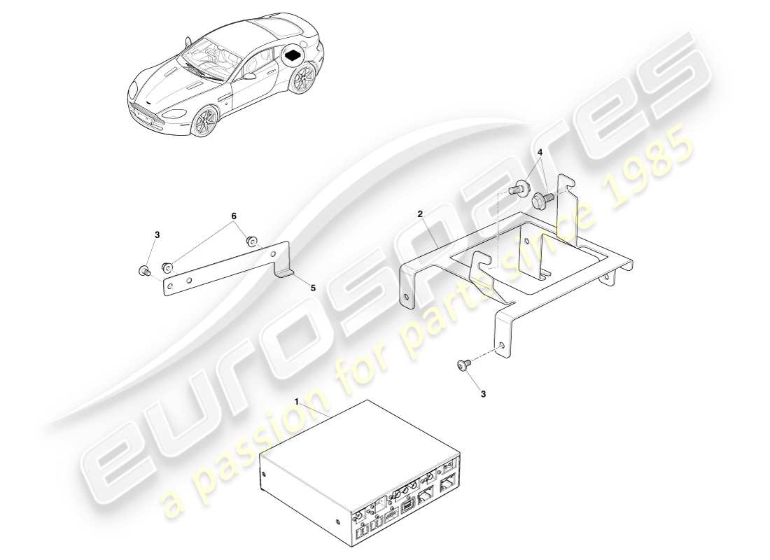 aston martin v8 vantage (2005) uci y soporte, diagrama de pieza 16my