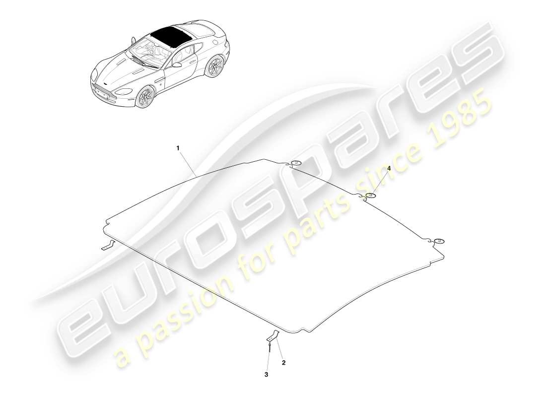 aston martin v8 vantage (2007) diagrama de piezas del conjunto del techo interior