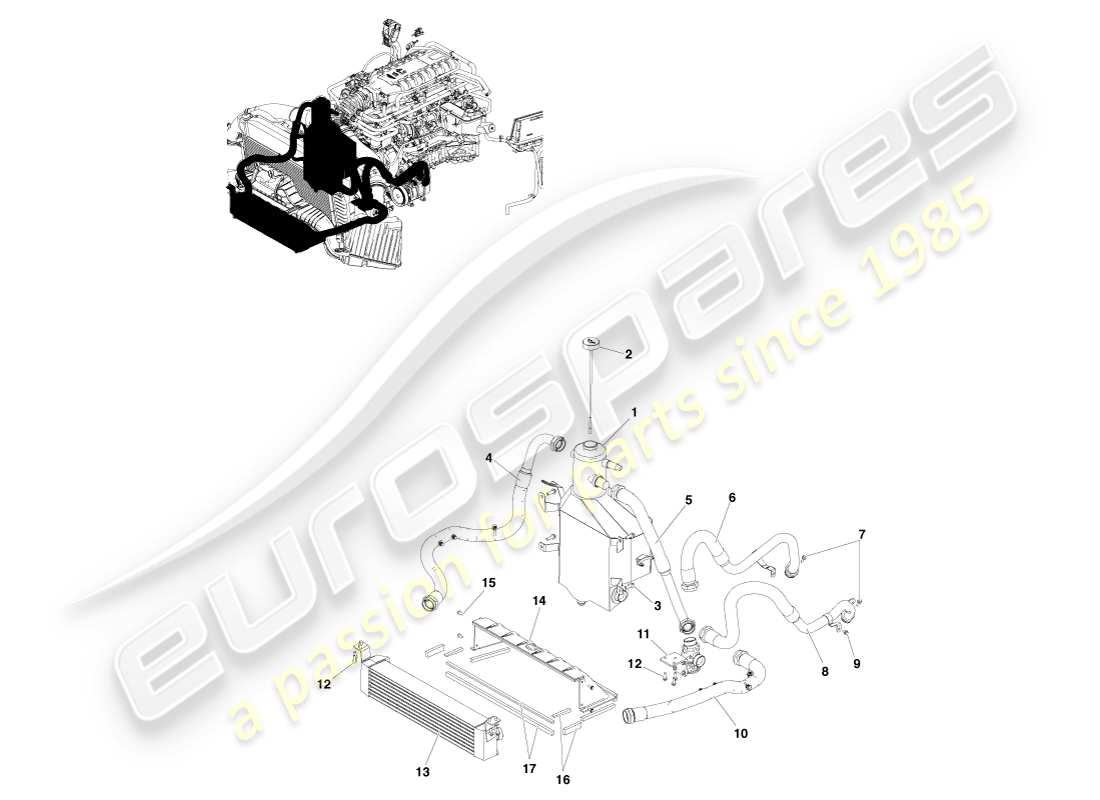 aston martin v8 vantage (2005) lubricación del motor, diagrama de piezas de ajuste de línea
