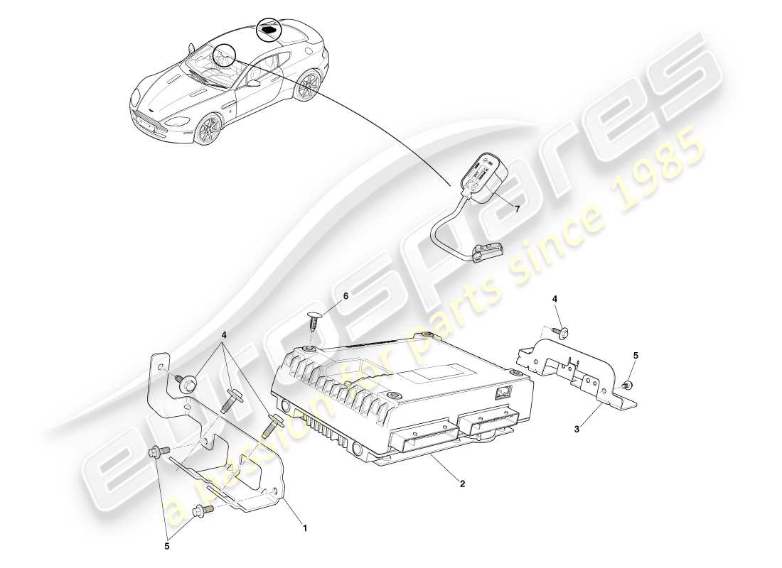 aston martin v8 vantage (2005) p3 amplificador, diagrama de piezas del cupé