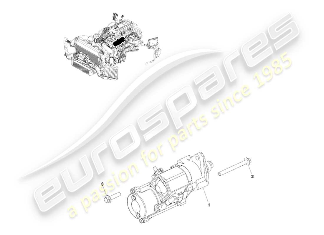 aston martin v8 vantage (2007) diagrama de piezas del motor de arranque