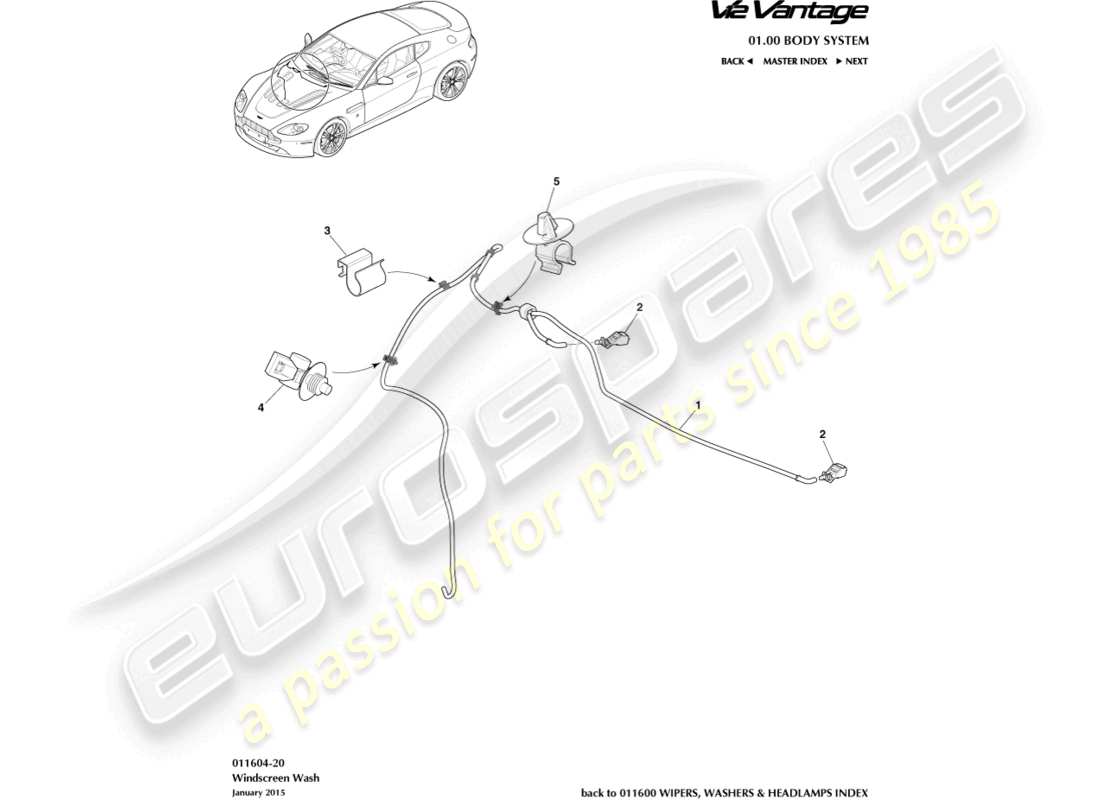 aston martin v12 vantage (2013) diagrama de piezas del lavaparabrisas
