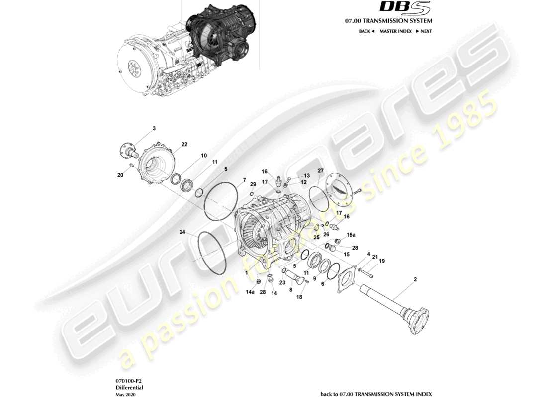 aston martin dbs (2013) diagrama de pieza diferencial