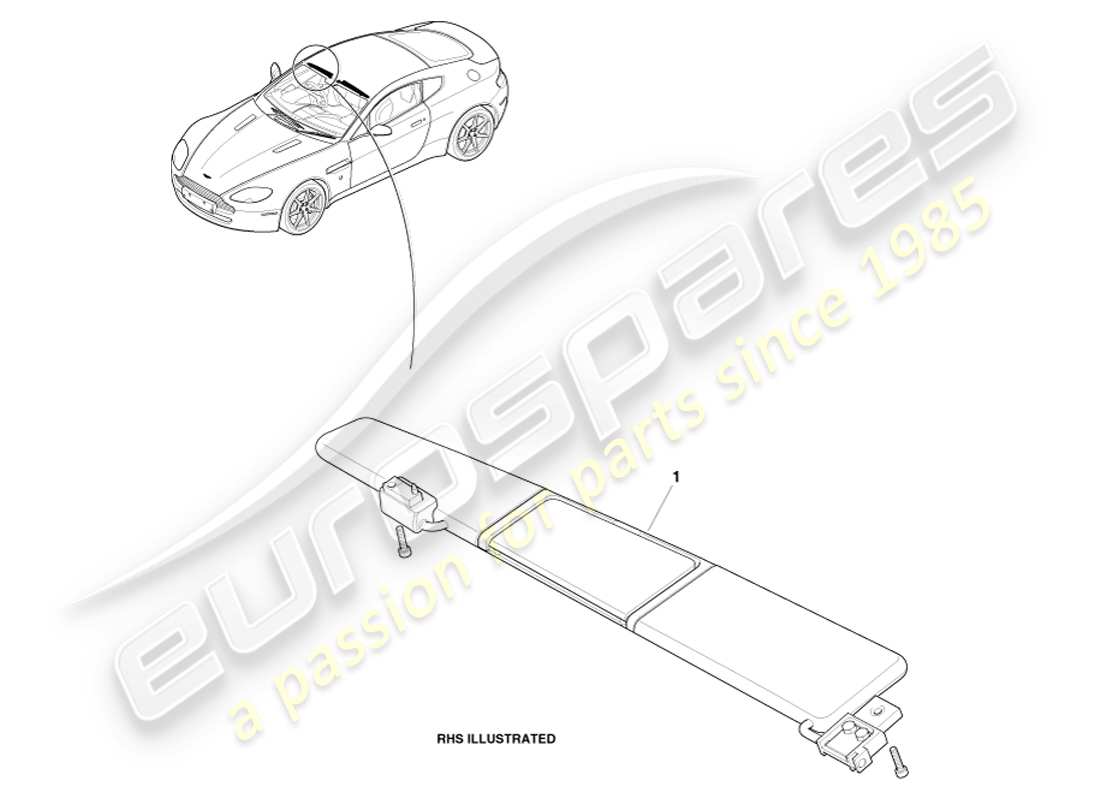 aston martin v8 vantage (2005) diagrama de piezas del parasol
