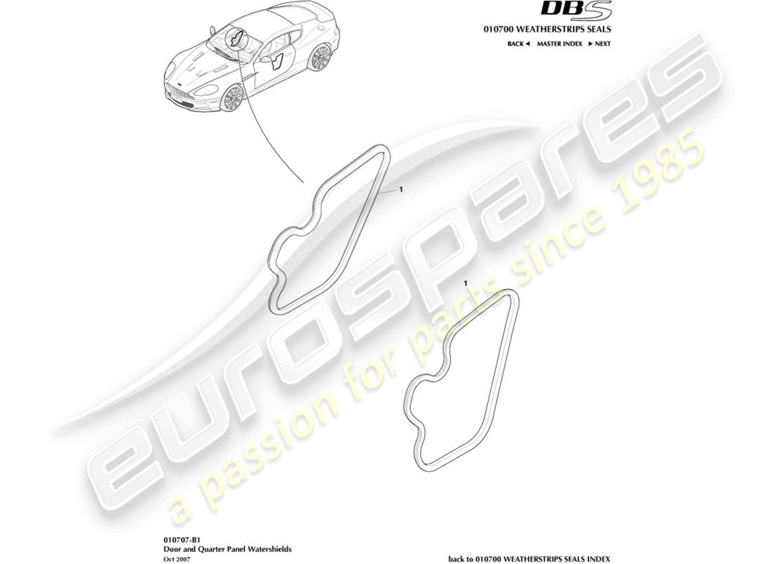 aston martin dbs (2014) diagrama de piezas de watershields