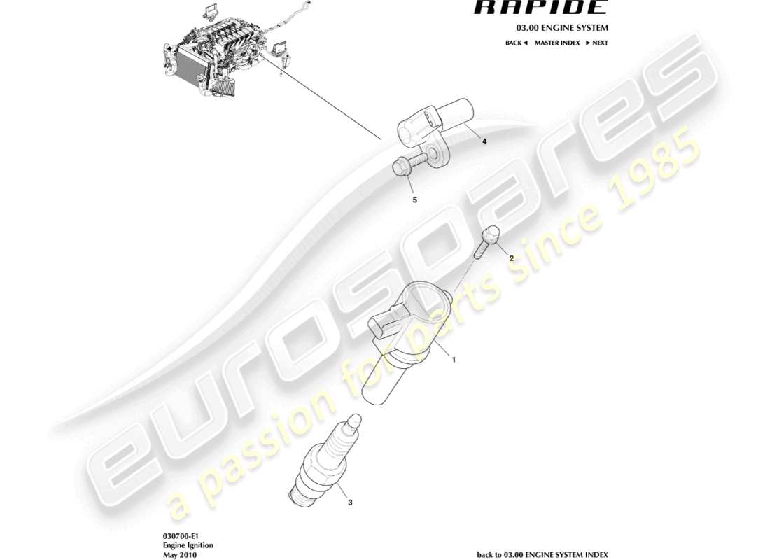 aston martin rapide (2013) diagrama de piezas de encendido